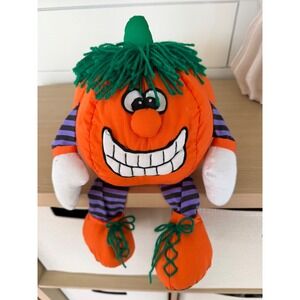 Vintage 1996 Joelson Industries Pumpkin Plush Halloween Decor Laughing Pumpkin